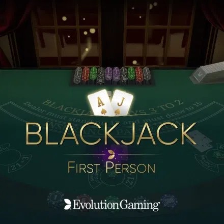 First Person Blackjack online game logo by Evolution on pistolo-greece.com