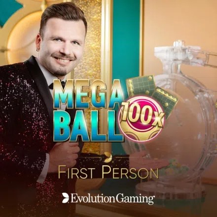 Official Table Games logo: First Person Mega Ball by Evolution at Pistolo
