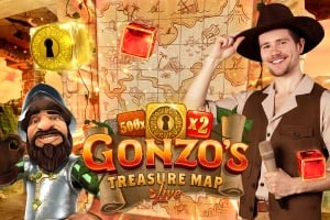 Live Dealer logo of Gonzo&#039;s Treasure Map from Evolution at Pistolo